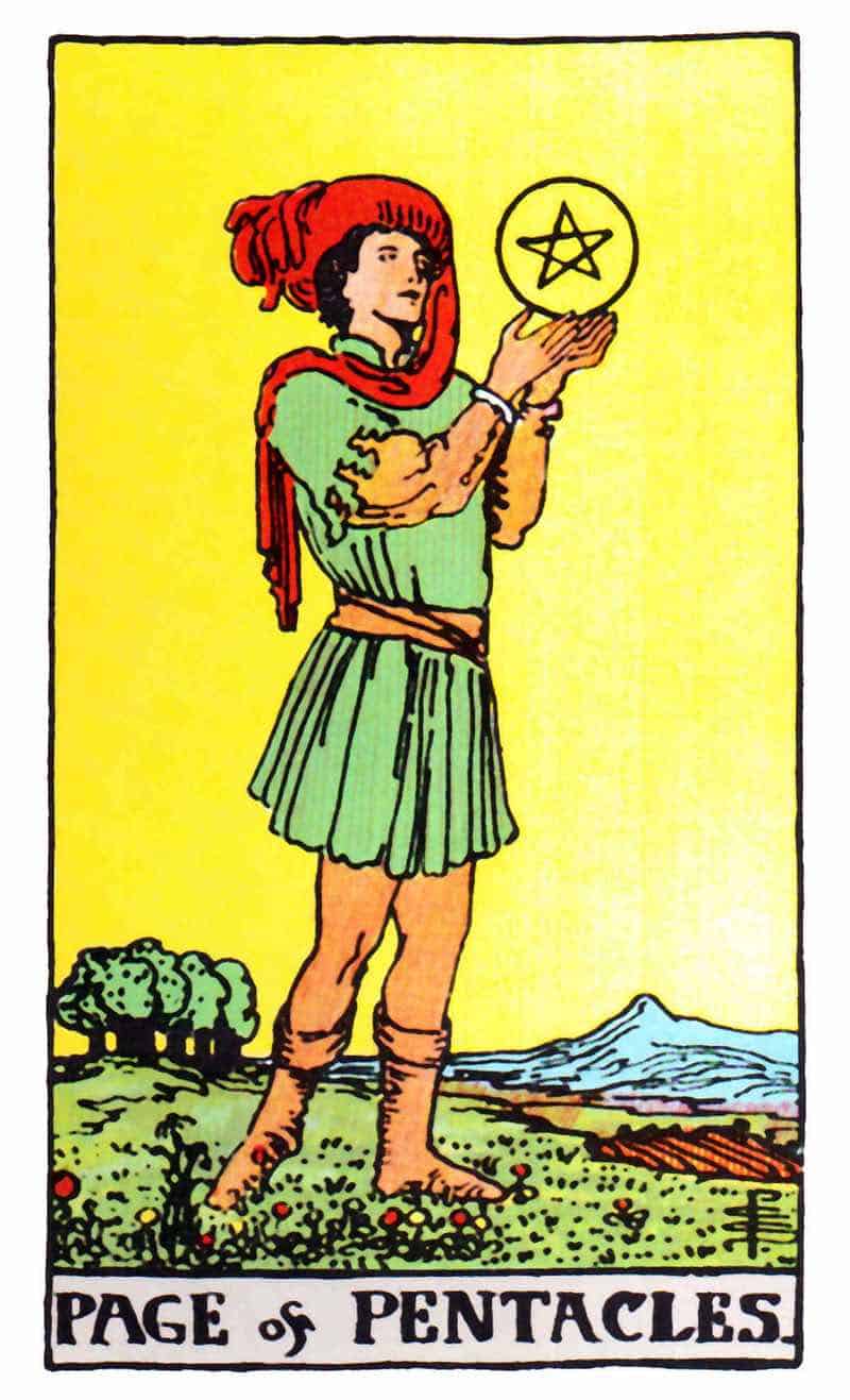 pagina van pentakels tarotkaart