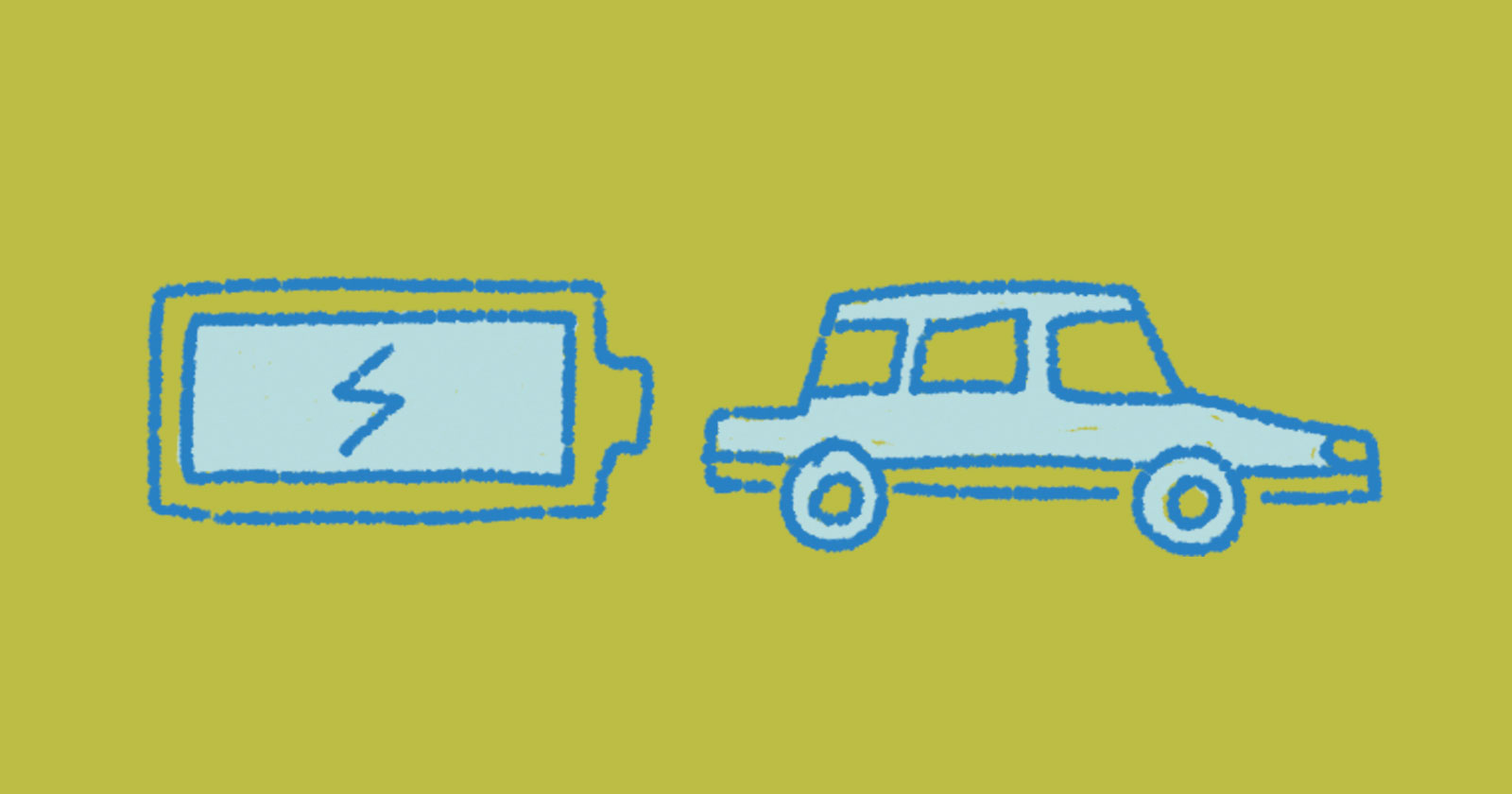 Illustratie van batterij en auto
