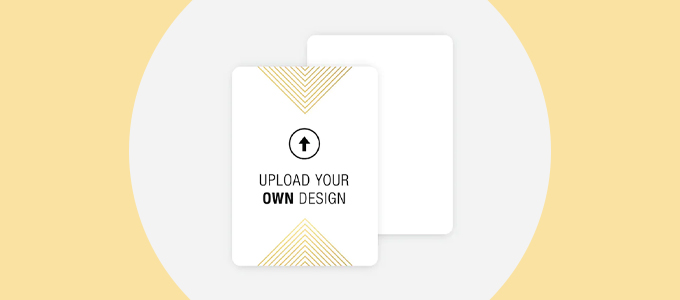 Upload your own design - geschreven op een kaart met goud