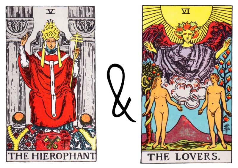 hierophant de liefhebbers kaart combinatie tarot