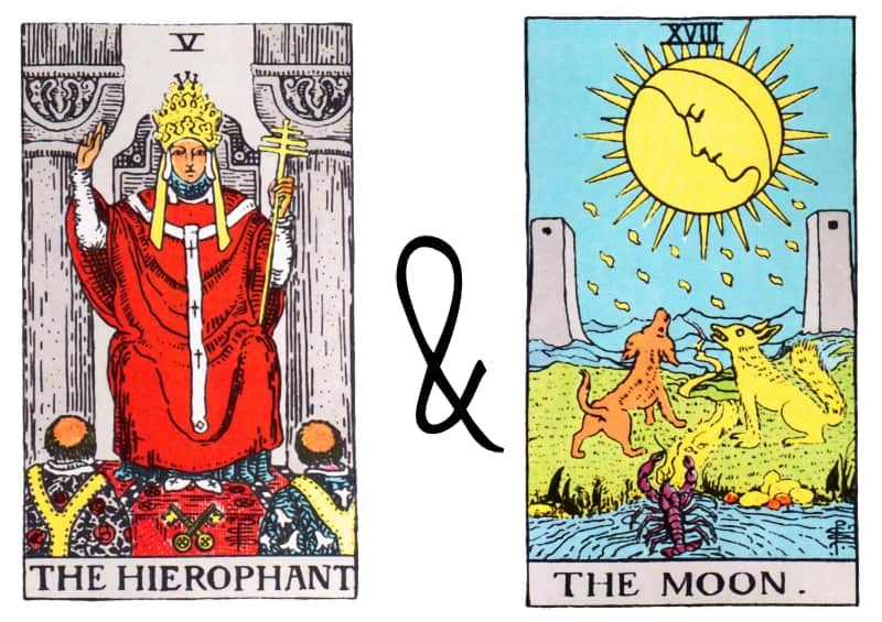 hierophant de maankaart combinatie tarot