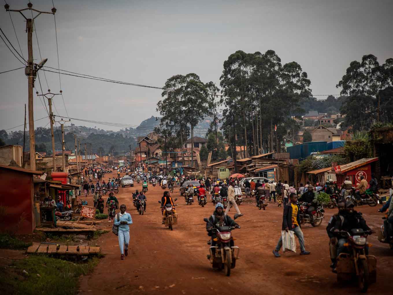 Een straat in de stad Butembo, Democratische Republiek Congo, 12 oktober 2021. Butembo was een van de epicentra van de ergste ebola-uitbraak van het land, die duurde van 2018 tot 2020 en meer dan 2.200 mensen doodde.