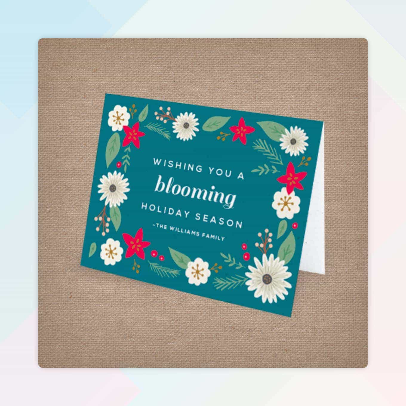 Een zaadpapieren kaartje met de tekst 'Ik wens je een bloeiperiode' 