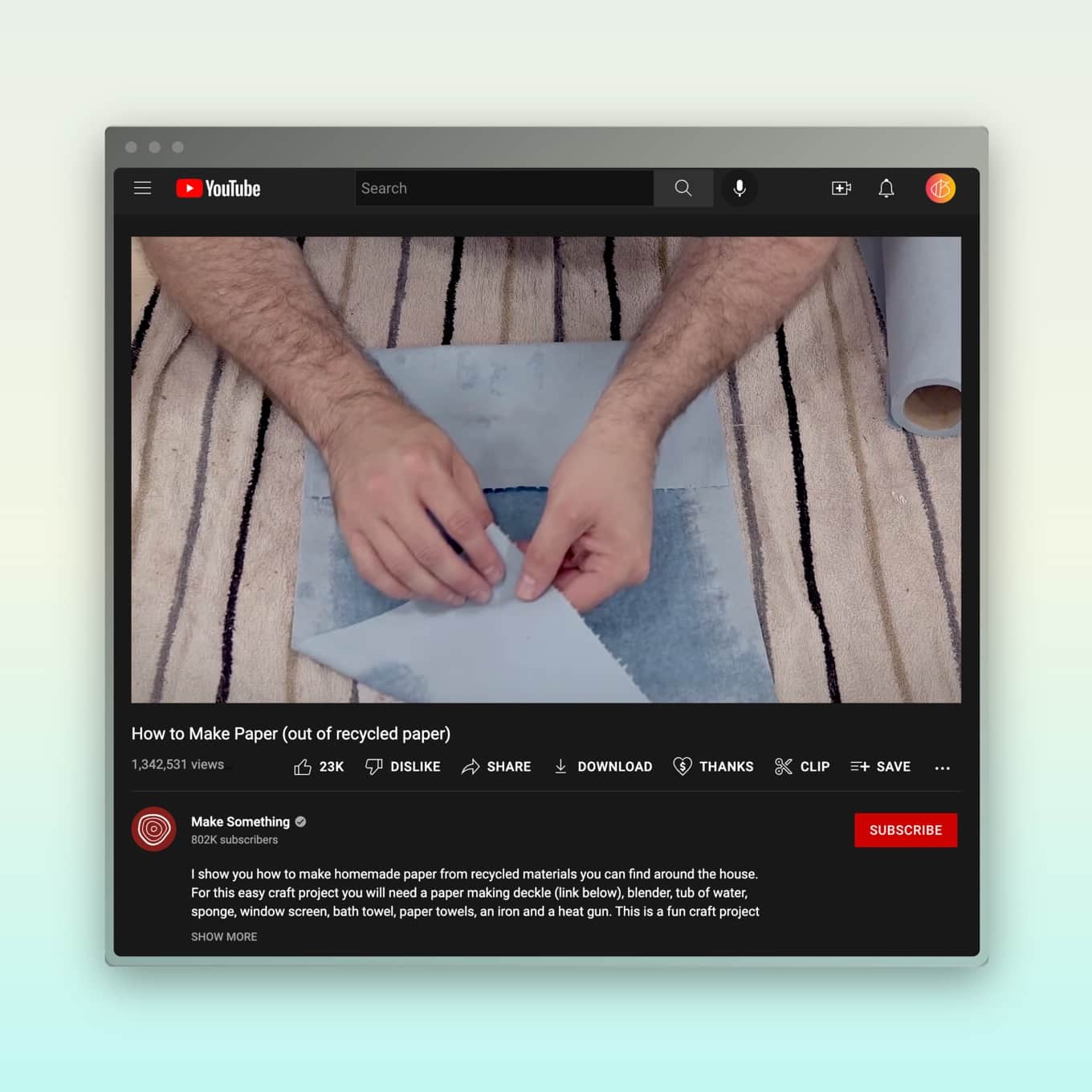 YouTube-zelfstudie over het maken van doe-het-zelf gerecycled papier thuis