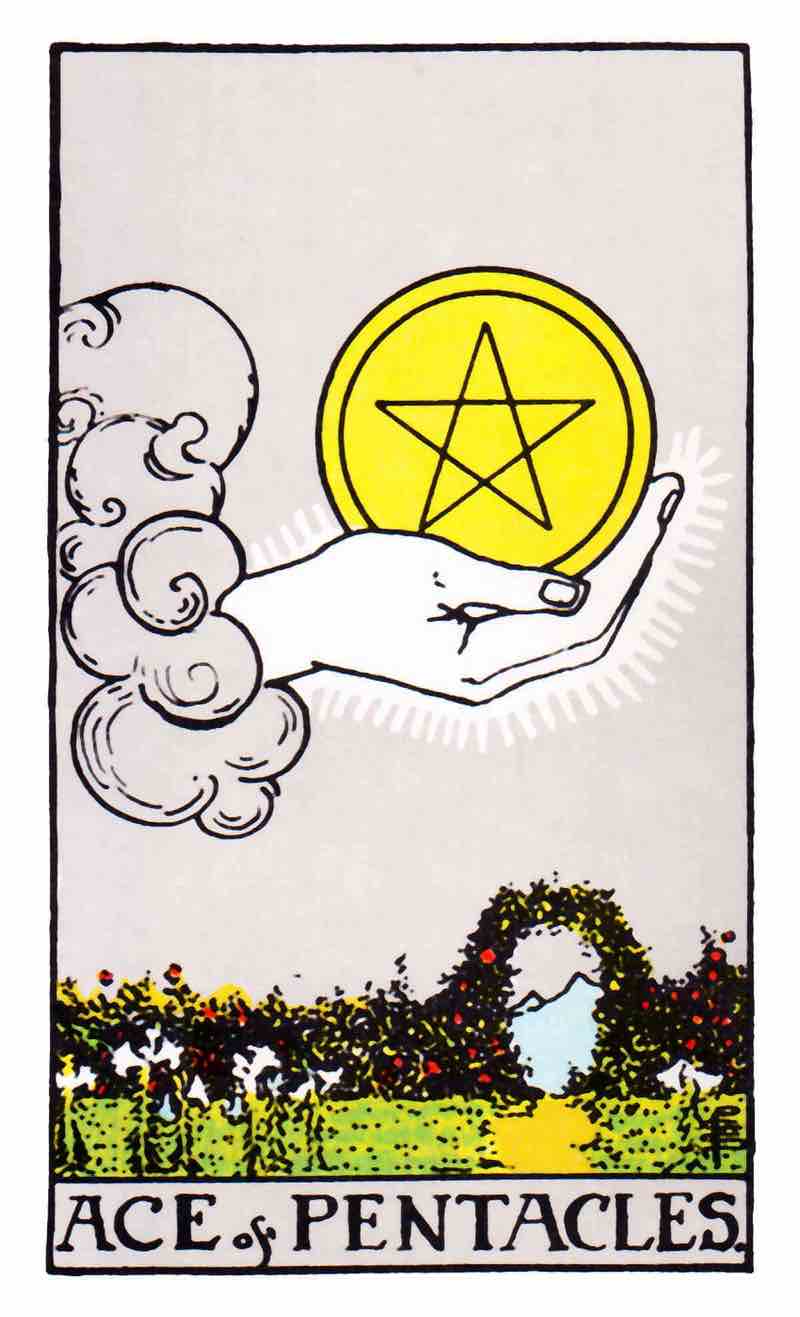 aas van pentakels tarotkaart