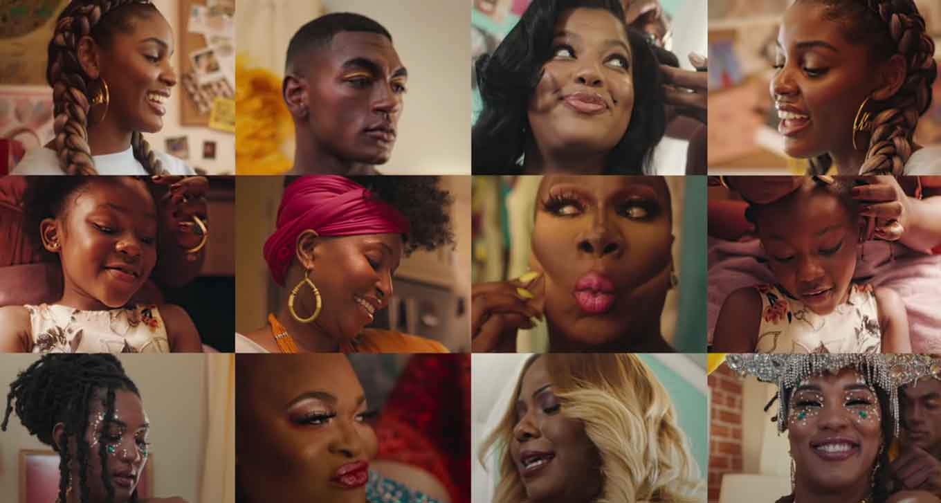 Screenshot van de gezichten van 12 mensen in sephora's Black Beauty is Beauty campagne video