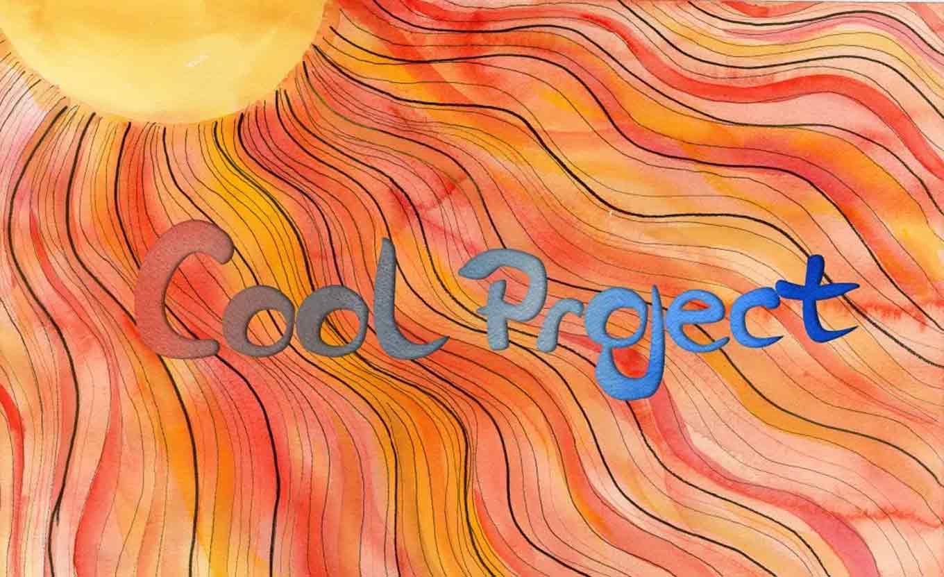 Een draw van de zon en het logo van "Cool Project" 