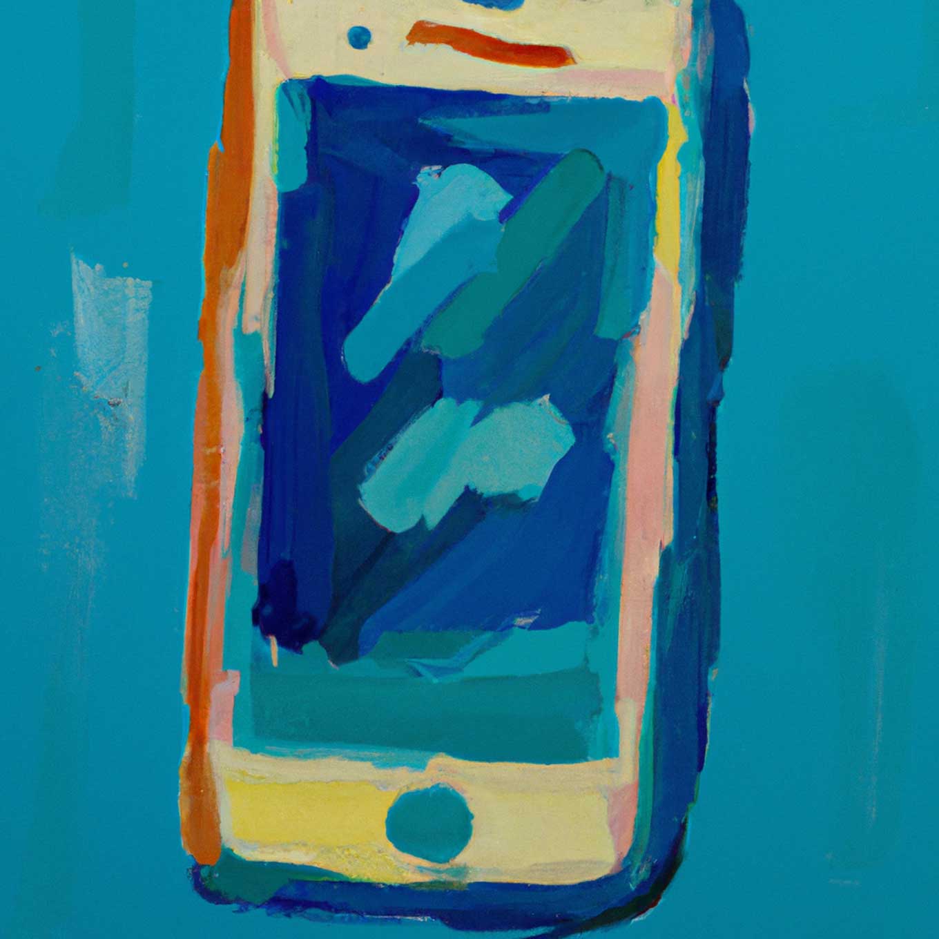 Abstract olieverfschilderij van een iPhone