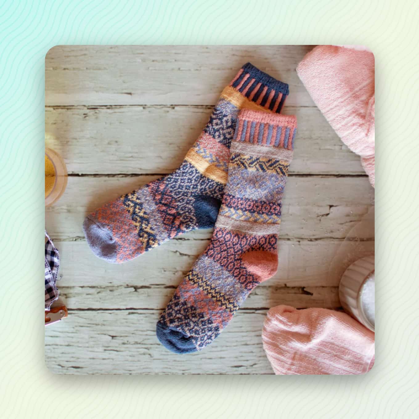 Warme gezellige sokken. in pastelkleuren