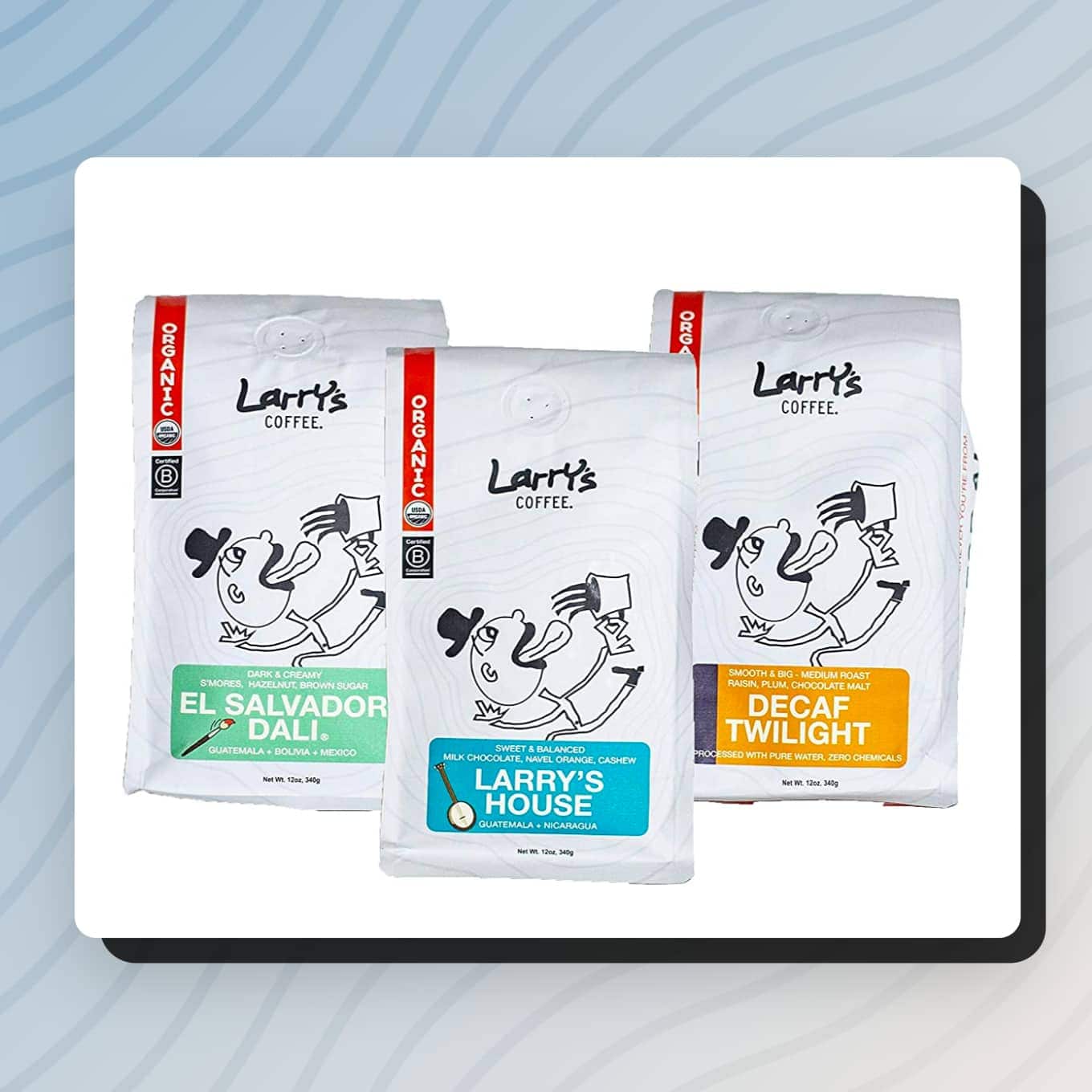 Verschillende biologische koffiebonen van Larry's