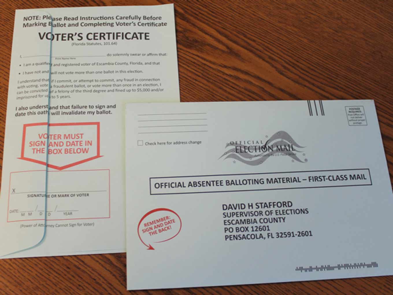 Een stembiljet instructies en envelop