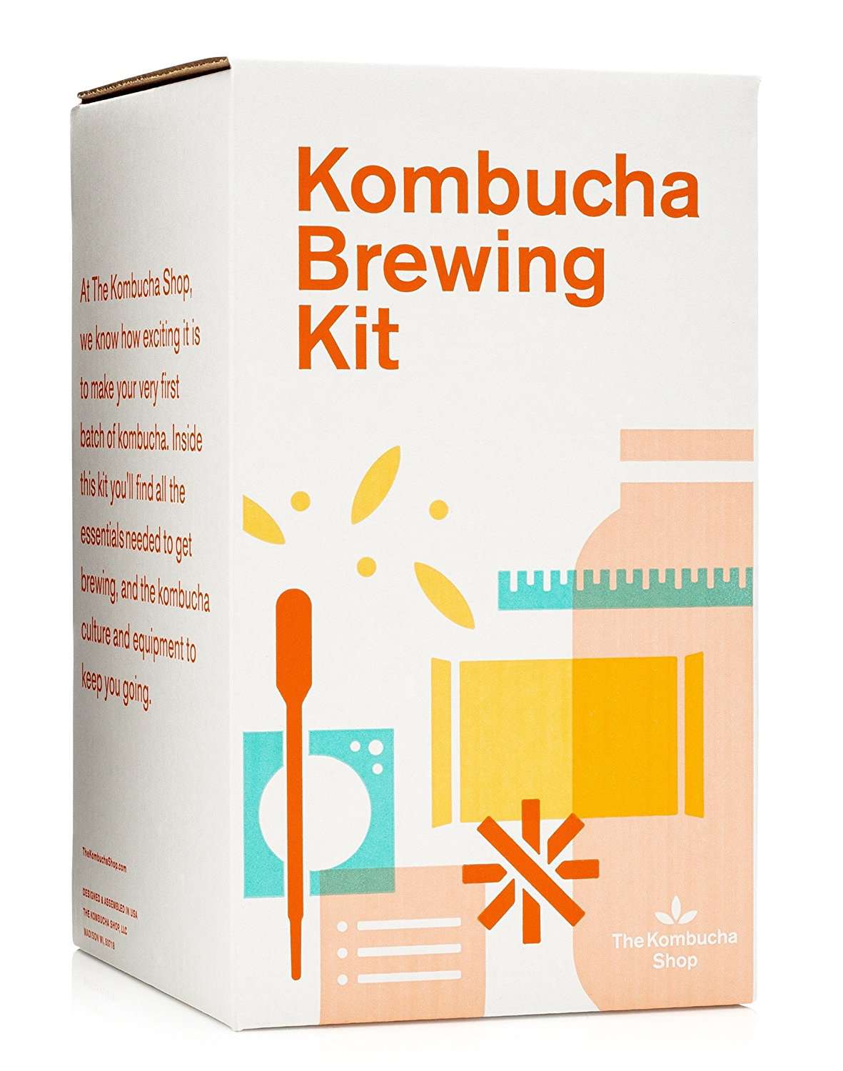 De Kombucha Shop Kombucha Brewing Kit met Biologische Kombucha Scoby. Inclusief glazen brouwpot, biologische kombucha losse bladthee, temperatuurmeter, biologische suiker en meer!