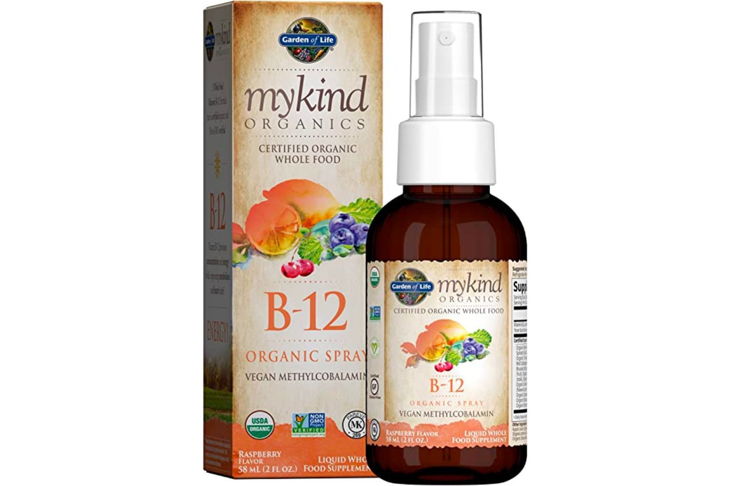 Tuin van het Leven B12 Vitamine - mykind Biologische Whole Food B-12 voor metabolisme en energie, Framboos