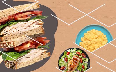 Eiwitrijk voedsel: Kalkoen Sandwich, Roerei, Kip