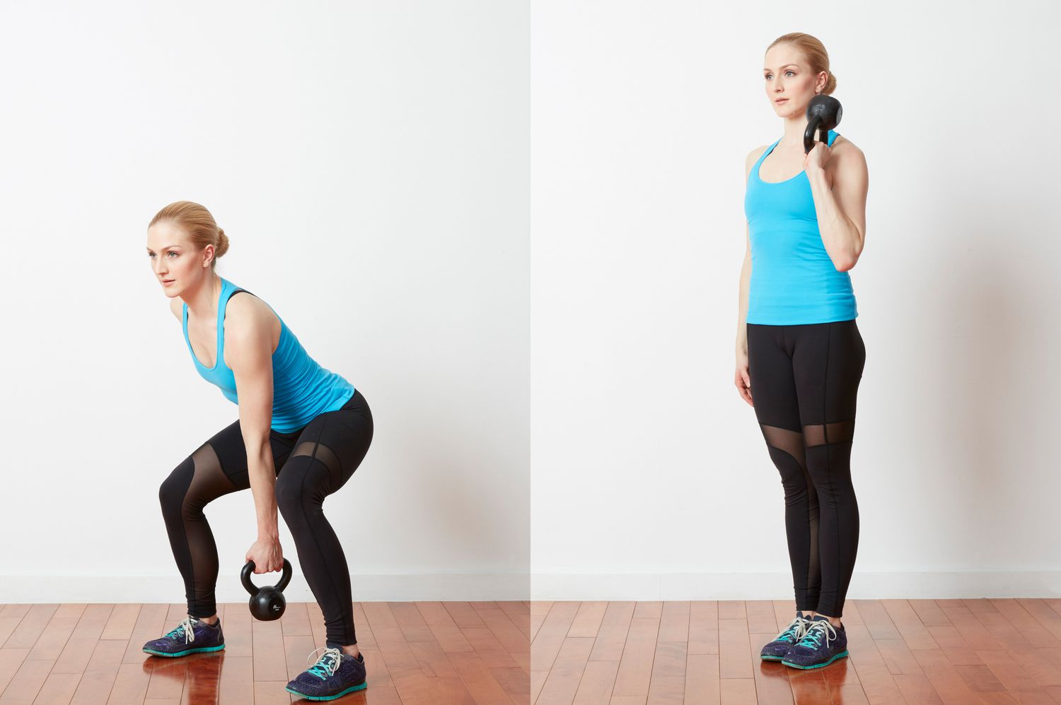 Side Squat met Kettlebell Curl